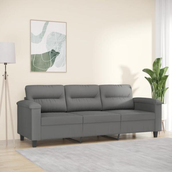 vidaXL 3-Sitzer-Sofa Dunkelgrau 180 cm Mikrofasergewebe 359569