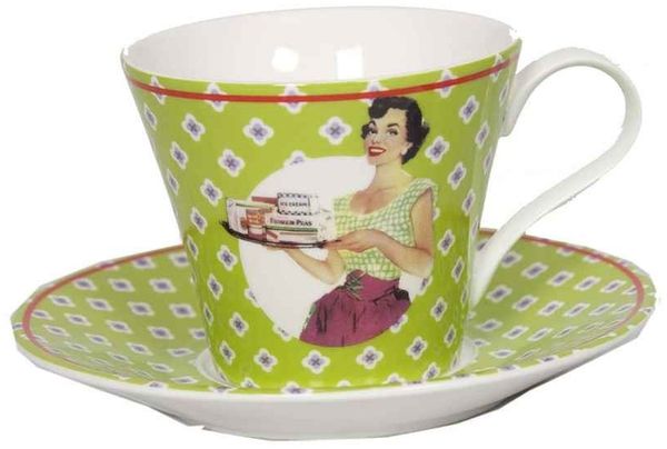 Antic Line Vintage Tasse mit Unterteller Grün 180ml SEB12875