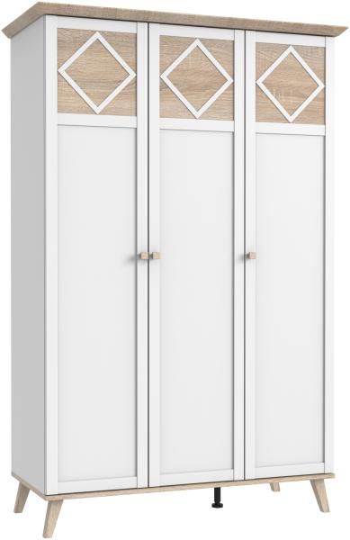 Drehtürenschrank >VICTOR< (BxHxT: 125x203x55 cm) in EICHE SAEGERAU NB + WEISS