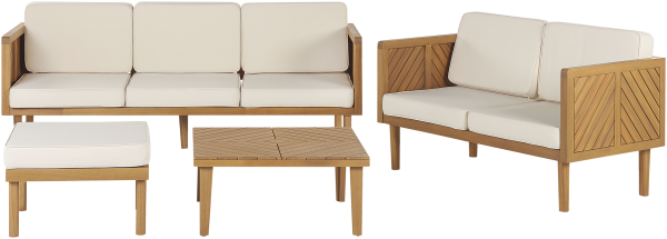 Lounge Set mit Tisch BARATTI Akazienholz 5 Personen Heller Holzfarbton