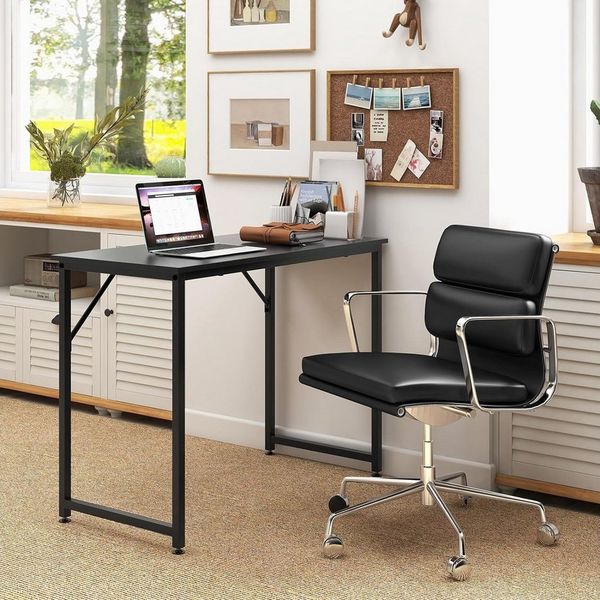 COSTWAY Schreibtisch Computertisch platzsparend 100 x 50 x 75 cm Laptoptisch mit schwerem Metallrahmen für Büro & Arbeitszimmer modern schwarz