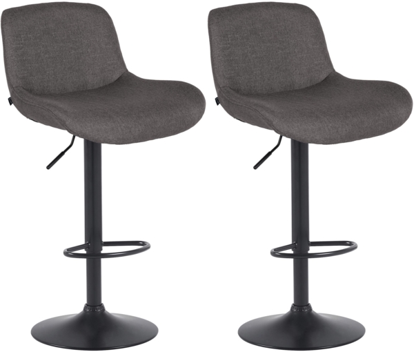 CLP 2er Set Barhocker Solon Schwarz höhenverstellbar und drehbar mit Rückenlehne,dunkelgrau Stoff
