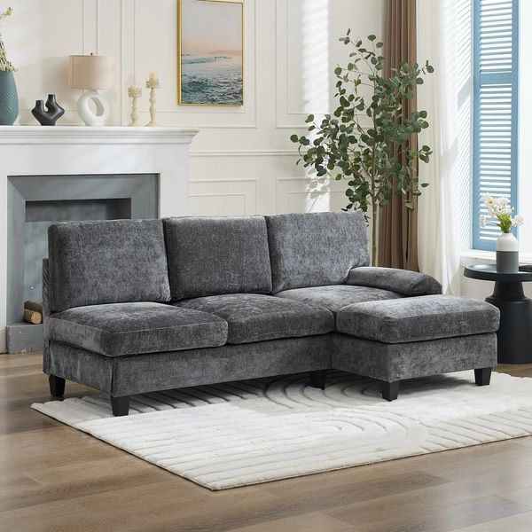 Merax Ecksofa L-förmiges 3-Sitzer Sofa mit Schlaffunktion, 1 Teile, Sofa gepolstertes Schlafsofa Couchsofa für Wohnzimmer & Schlafzimmer