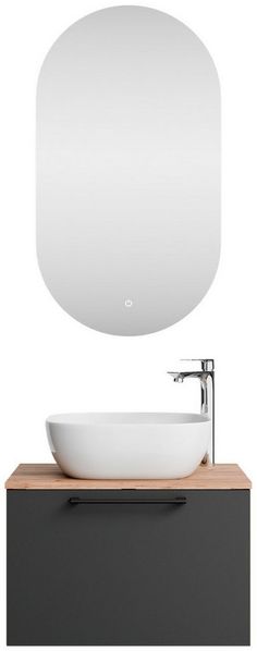 Planetmöbel Badmöbel-Set Astra, (Badezimmer Möbel im modernen Design, 3-St), Waschtisch und Waschbecken weiß mit Spiegel