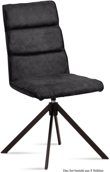 Esszimmerstuhl drehbar (8er-Set) Deedea 47 x 92 x 60 Schwarz/Anthrazit