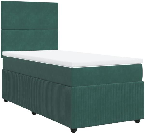 vidaXL Boxspringbett mit Matratze Dunkelgrün 90x190 cm Samt 3292211