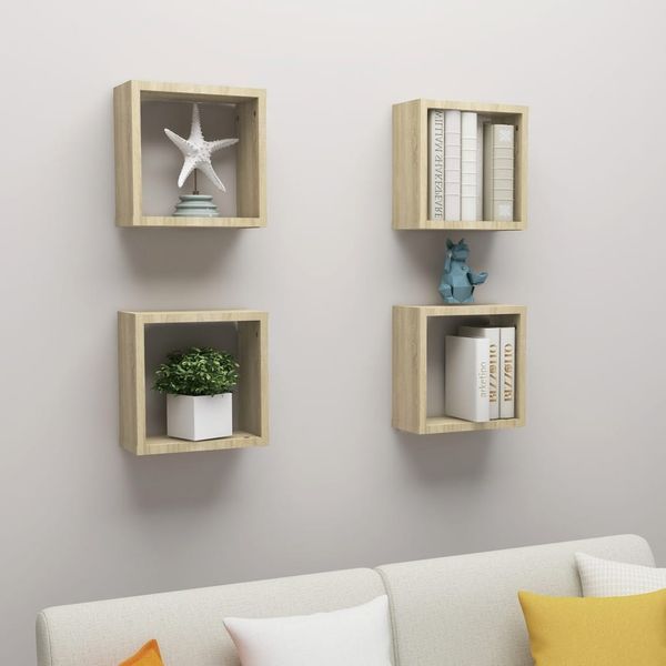 vidaXL Würfelregale 4 Stk. Sonoma-Eiche 30x15x30 cm 807008