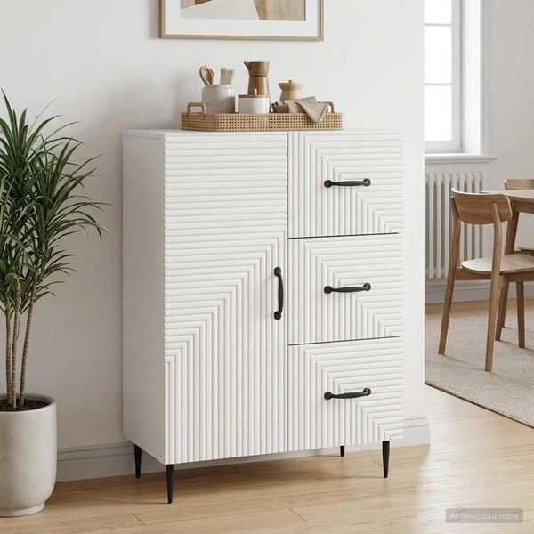 vidaXL Sideboard mit Schubladen Weiß 66 x 34,5 x 89,5 cm Holzwerkstoff 894855
