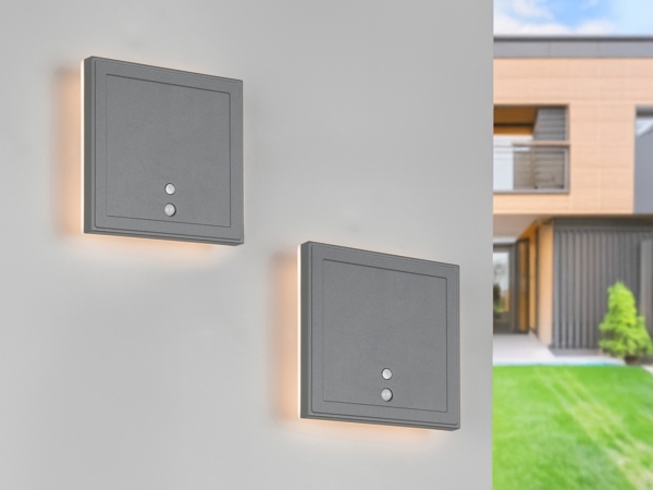 2er SET Akku Außenwandleuchten mit Bewegungsmelder USB aufladbar H: 14cm