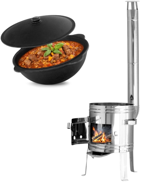 Ø35 Utschak Edelstahl Uchag Campingofen Feuerofen 10L Kazan Kasan Eintopfofen Gulaschkanone