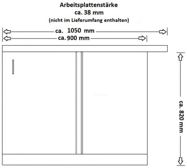 Vigo Eckunterschrank 105 cm Eiche Lancelot Matera Grau Küchenzeile Einbauküche Bild 3