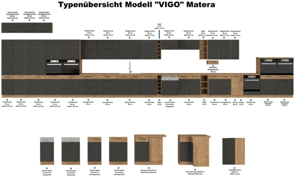 Vigo Eckunterschrank 105 cm Eiche Lancelot Matera Grau Küchenzeile Einbauküche Bild 5
