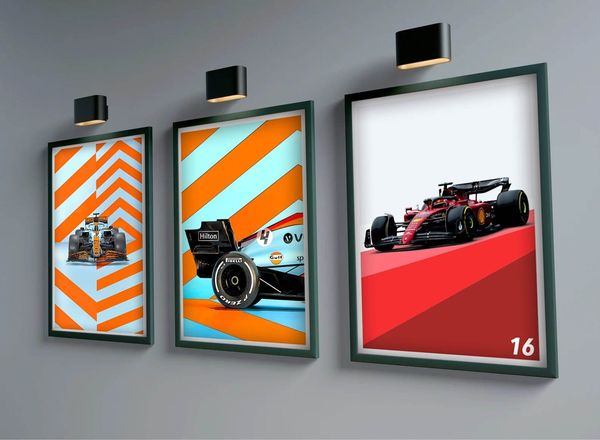 Poster Formel 1 Rennwagen Grand Prix Rennfahrer Namen Wagen Nummer · Deko Print ohne Rahmen - F / 40x50 cm