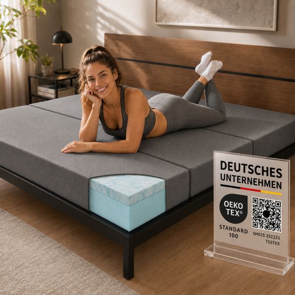 Arensberger Luisa Faltmatratze 15 cm Gel Memory Foam klappbar Gästematratze mit Tragetasche
