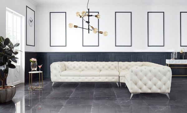Home affaire Chesterfield-Sofa Ecksofa GLYNIS L-Form mit Wellenunterfederung, Maße B/T/H 323/264/75cm, aufwändige Knopfheftung, moderne Chesterfield Optik, Fußfarbe wählbar