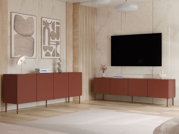 Wohnzimmer-Set Rafael I (Farbe: Brick Red Sphera)