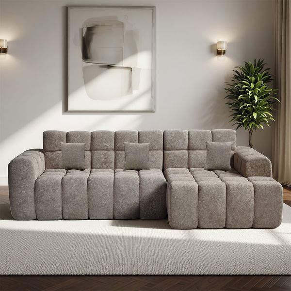 3-Sitzer Ecksofa B 250 x T 150 x H 65 cm aus Velours, modular