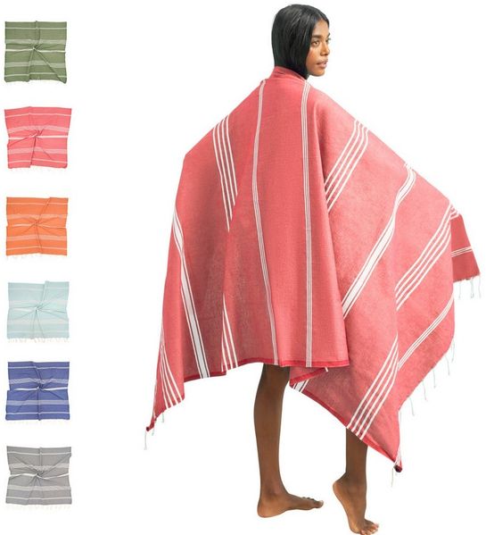 furora HOLIDAY Saunatuch Strandtuch Hamamtuch: groß 100x200 cm Saunatuch, Strandhandtuch dünn, Strandtuch Saunatuch aus 100% Baumwolle Strandtuch Set