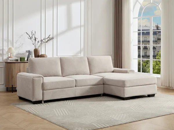 Vente-unique - EMBAPO Sofa Stoff Beige - B 153 cm x H 85 cm x L 260 cm