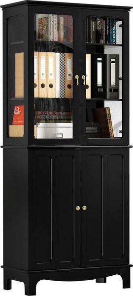 HOLTICO Hochschrank Freistehender küchenschränke mit Glastür, Glasküchenschrank, 183 cm (1-St) klassischer hoher Schrank mit Glastür und verstellbaren Regalen Bild 3