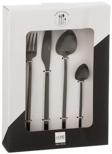 J-Line by Jolipa Besteck-Set Besteck Set 24-teilig Edelstahl glänzend/ matt schwarz, 6 Personen, 24 Teile, modernes Design