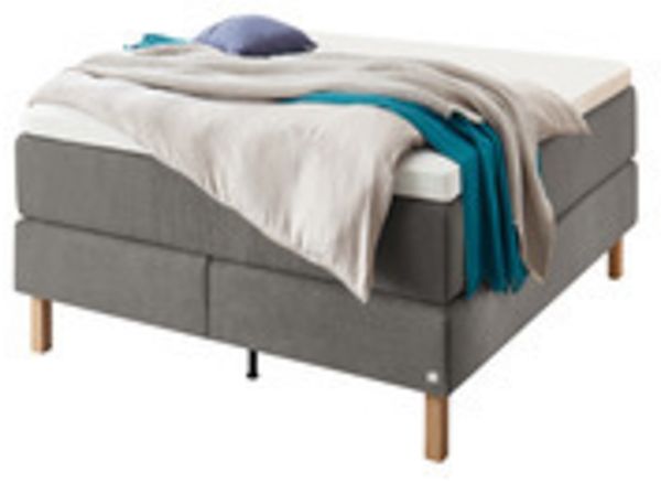 Carlota Boxspringbett grau Eiche MassivholzPolyester/Polyamid/Viskose 200cm x 180cm x 61cm