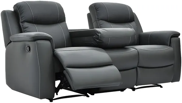 Vente-unique - Relaxsofa Leder 3-Sitzer - Anthrazit - EVASION