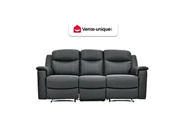 Vente-unique - Relaxsofa Leder 3-Sitzer - Anthrazit - EVASION Bild 2