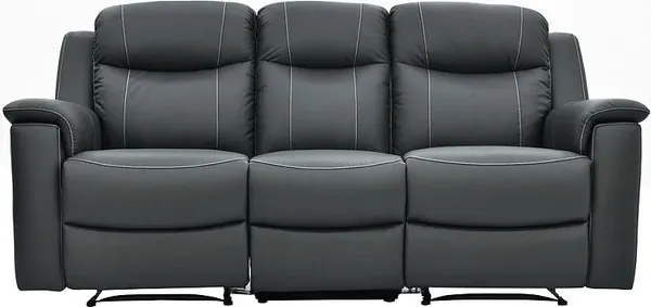 Vente-unique - Relaxsofa Leder 3-Sitzer - Anthrazit - EVASION Bild 6