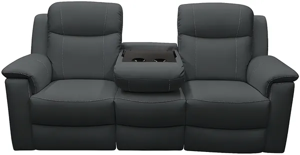 Vente-unique - Relaxsofa Leder 3-Sitzer - Anthrazit - EVASION Bild 7