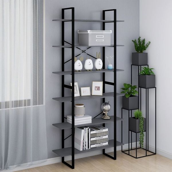 Standregal, Bücherregal Hoch Grau 100x30x210 cm Massivholz Kiefer