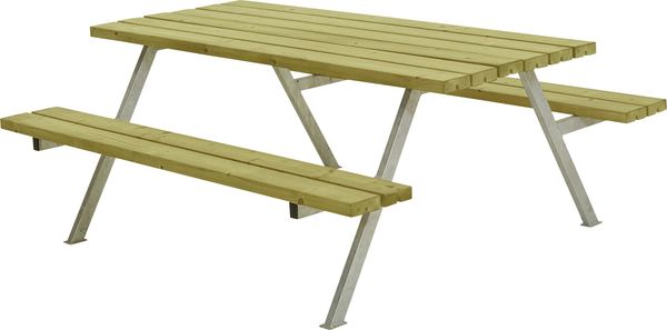 Plus Picknicktisch Alpha Stahl-Holz 177 x 185 x 73 cm natur