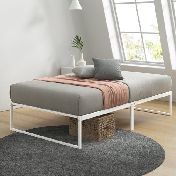 ZINUS Bettgestell Lorelei, moderner Bettrahmen mit integriertem Lattenrost, Gästebett (Packung, 1-tlg, Metallbett, Weiß, 90x200 cm), Kinderleichter Aufbau, EcoFriendly Packaging, ohne Matratze