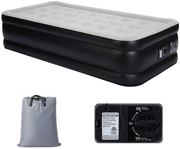 LALAHO Luftmatratze mit eingebauter Pumpe,Isomatte Camping Outdoor,190 x 99 x 45CM, Einzel-Luftbett, selbstaufblasend, wasserdicht, inkl. Pumpe, Tasche