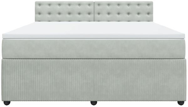 vidaXL Boxspringbett mit Matratze Hellgrau 180x200 cm Samt 3287818 Bild 4
