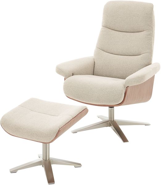 Amasra Loungesessel inkl. Hocker - LAKE wheat / Edelstahloptik / walnuss