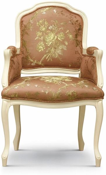 Casa Padrino Luxus Barock Esszimmer Stuhl mit Armlehnen Braun / Gold / Creme - Made in Italy