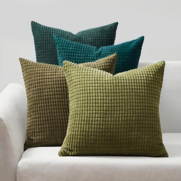 Interior by Hakito Dekokissen 4er Set Kissenbezüge inklusive Füllkissen Set Sven Kordsamt weich, Kissenhülle mit Füllung