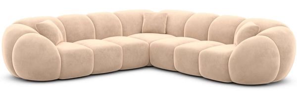Couch Valderosa L Form in Samtstoff - Samtstoff - beige