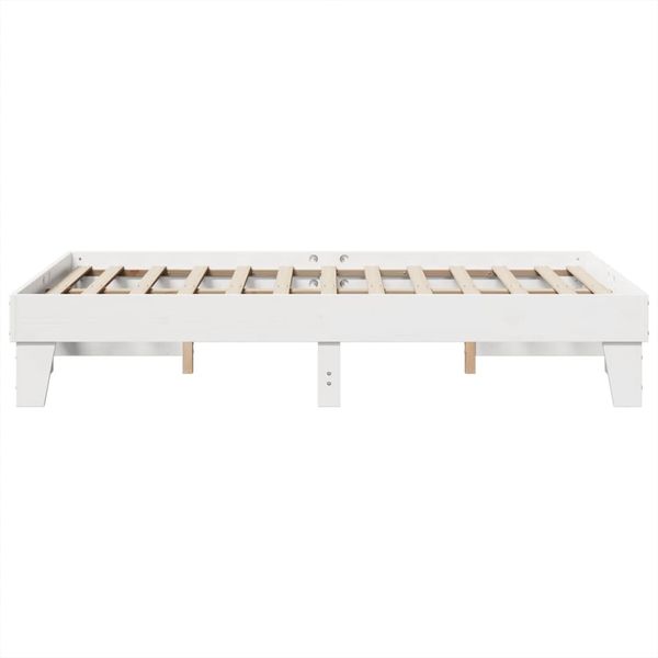vidaXL Massivholzbett ohne Matratze Weiß 135x190 cm Kiefernholz 855371 Bild 5