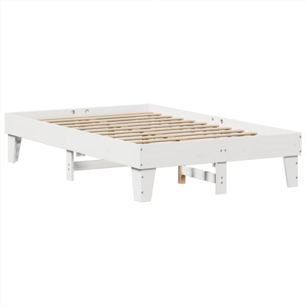 vidaXL Massivholzbett ohne Matratze Weiß 135x190 cm Kiefernholz 855371 Bild 3