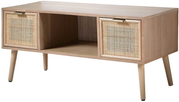 Casâme TV-Möbel mit 2 Schubladen Vorderseite aus Rattan L100 cm - MIYA - Helles Holz Bild 9