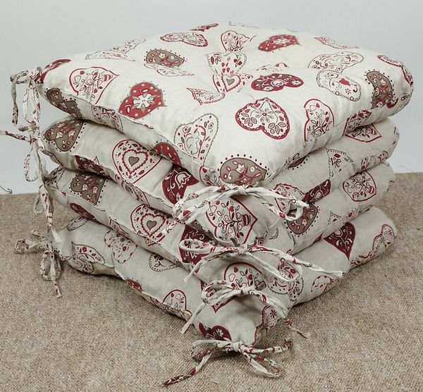 Rattani Sitzkissen Set 4x Stuhlkissen/Sitzkissen Klara 42 x 42 x 8 cm Stoff Mirha Leinen