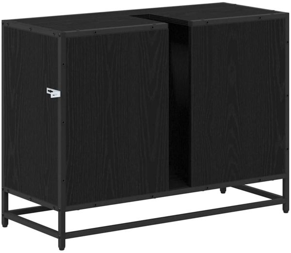 vidaXL Badezimmerschrank mit Tür Schwarz Eichen-Optik 80 x 33 x 60 cm 883639 Bild 7