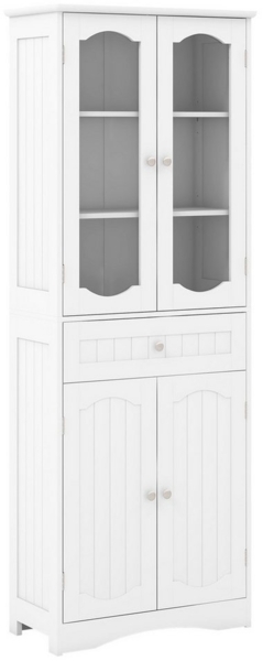 KOMFOTTEU Hochschrank Badezimmerschrank Aufbewahrungsschrank mit 4 Türen & Schublade, 60x30x160 cm