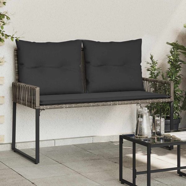 vidaXL Bank Outdoor mit Kissen 4 pcs Grau und Dunkelgrau Poly-Rattan 42025161