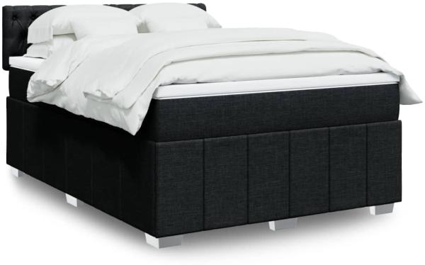 vidaXL Boxspringbett mit Matratze Schwarz 140x200 cm Stoff 3289400