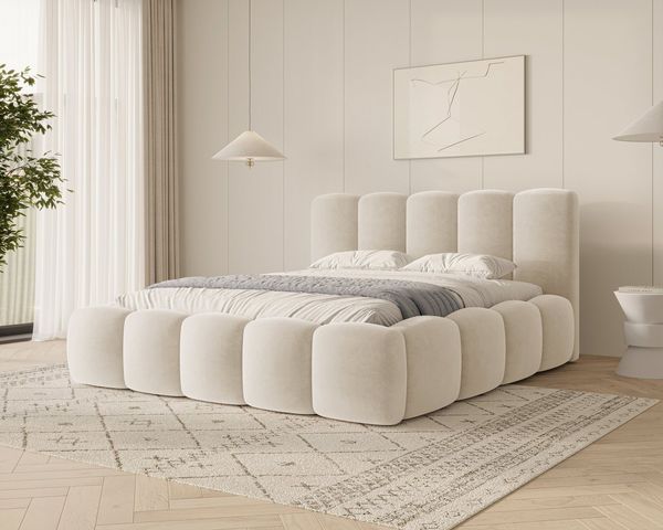 MOEBLO Polsterbett BUBBLE 18 (Polsterbett Bubble mit Bettkasten und Lattenrost aus Samt Velvet Velour Wolkenbett - Polsterbett 160), Maße (B x H x T): 163/183/203 x 100 x 220 cm