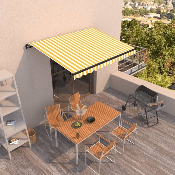 vidaXL Markise Manuell Einziehbar 350x250 cm Gelb und Weiß 3069078