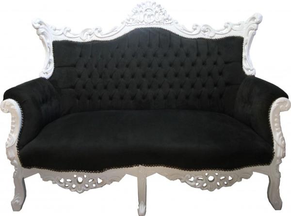 Casa Padrino Barock 2-er Sofa Master Schwarz / Weiss - Antik Stil Möbel